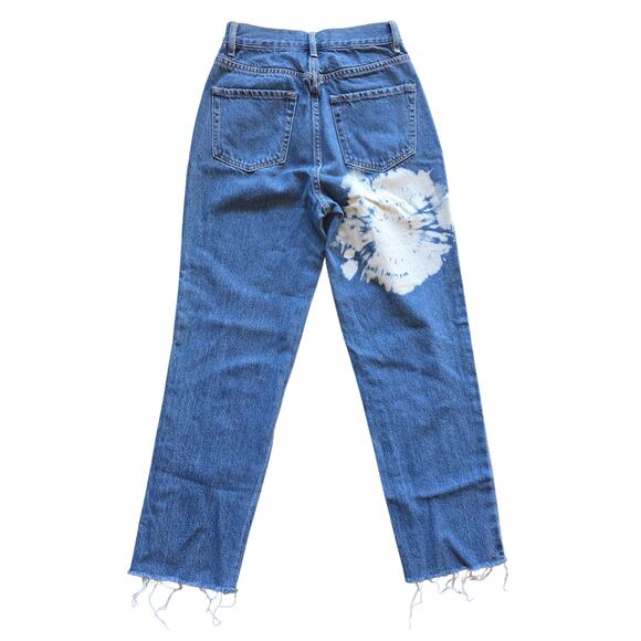 Pacsun High Rise Straight Jeans 24 Womens Bleached Design Raw Hem Button Fly - Picture 5 of 8